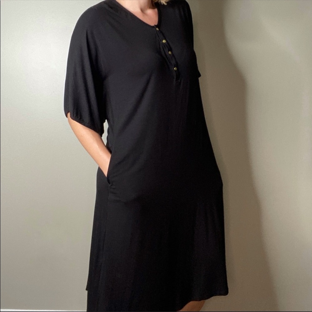 DWELL + SLUMBER Black Caftan Style Night Dress OS